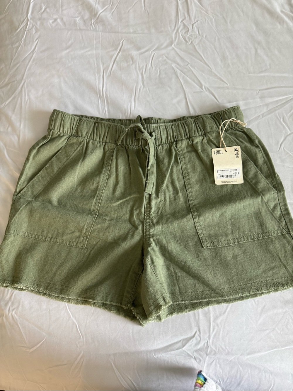Zara Olive Green Drawstring Utility Shorts